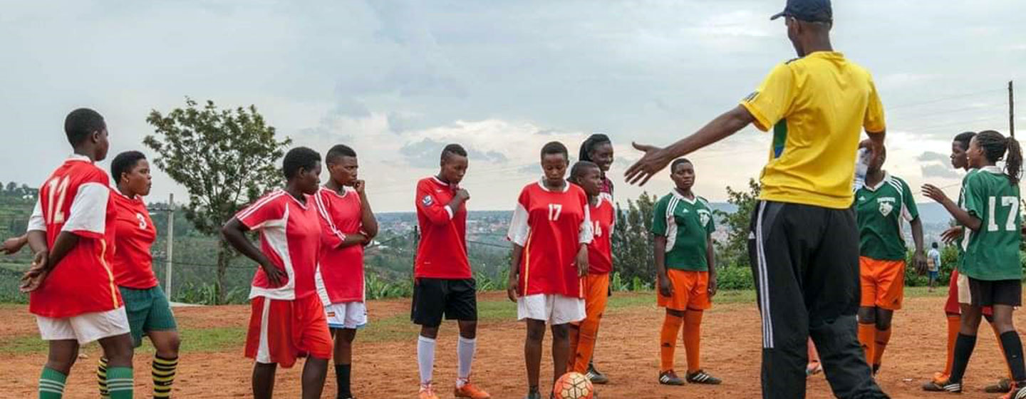 A girls team at the Play2Remember tournament at the Togetherness Cooperative Centre in Kigali, Rwanda.