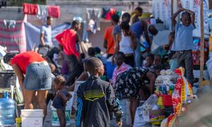 People who fled their homes due to violence are now living in a school hosted in a school in Port-au-Prince. 