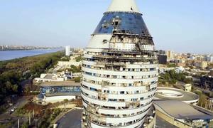 A building in the Sudanese capital, Khartoum, shows the signs of conflict.
