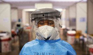 A volunteer carer called Trinity is working in a COVID-19 field hospital in Nasrec, Johannesburg.