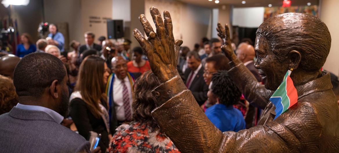 A statue of Nelson Mandela was unveiled at the UN in New York in 2018.