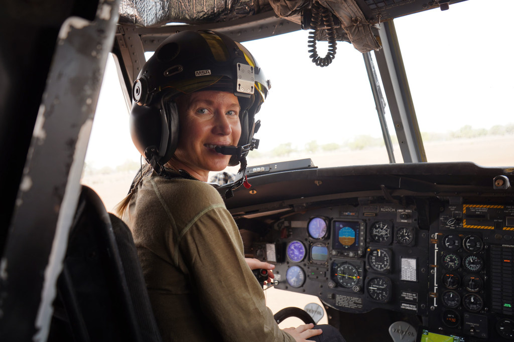 Pilot Christine Brown flies a UNHAS plane in Burkina Faso.