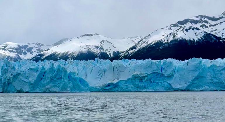 Glaciers break off from the Patagonian ice field in extreme South America. 