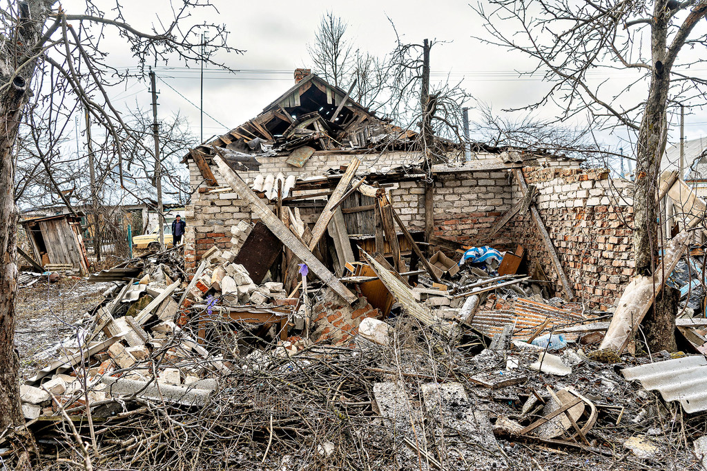 A destroyed building in Ukraine's Kharkiv region. (file photo)