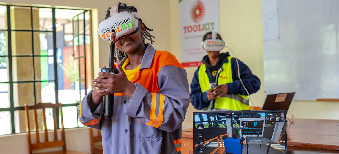 Young people learn gas welding techniques using virtual reality software. Young people learn gas welding techniques using virtual reality software.