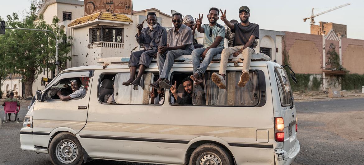 Young men celebrate the liberation of a neighbourhood in Khartoum in April 2025. (file) Young men celebrate the liberation of a neighbourhood in Khartoum in April 2025. (file)