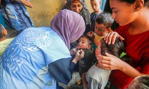 UNRWA and its partners continue the second round of a polio vaccination campaign in southern Gaza.