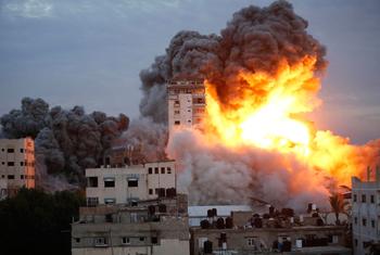 Airstrikes destroy buildings in the Gaza Strip. (file)