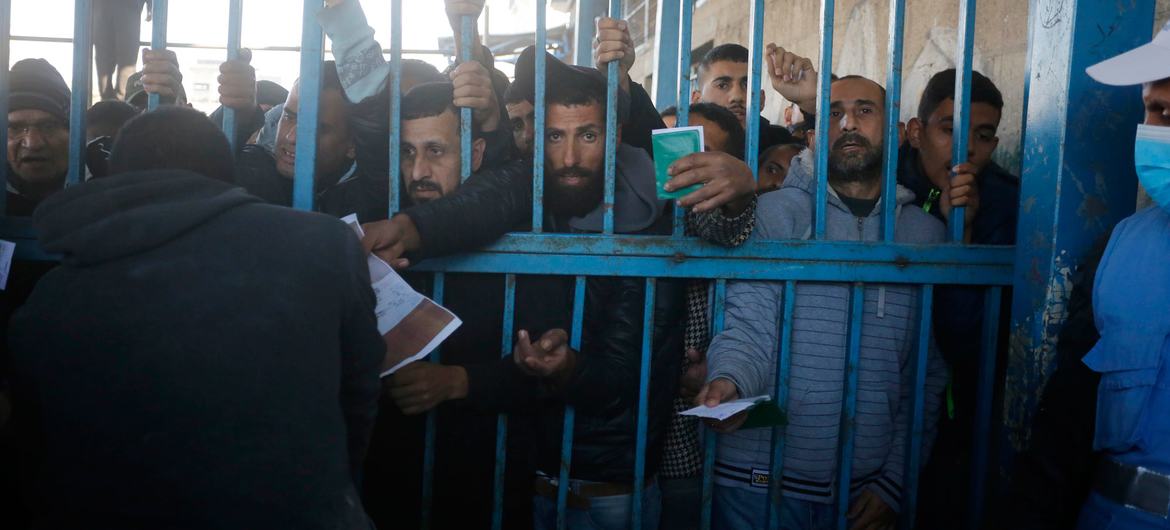 Gazans queue for food in January 2025 when it was more widely available in the enclave. Gazans queue for food in January 2025 when it was more widely available in the enclave.