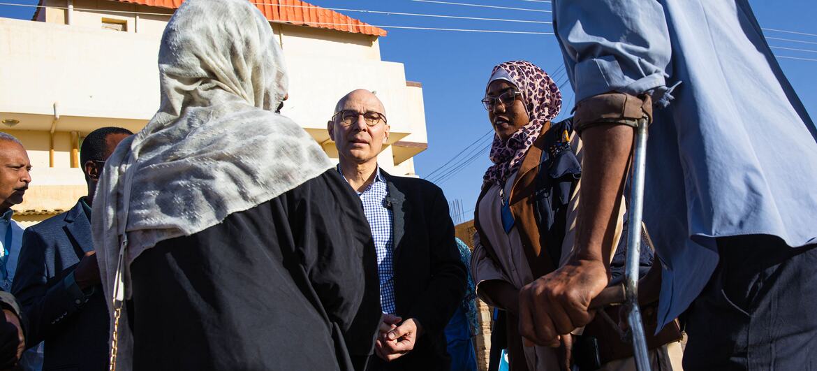 High Commissioner Volker Türk meeting with local officials and representatives of non-governmental organizations in Dongola, Sudan.