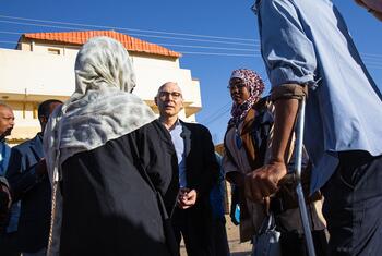 High Commissioner Volker Türk meeting with local officials and representatives of non-governmental organizations in Dongola, Sudan.