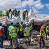 Food assistance is delivered to displaced people in Goma in the eastern Democratic Republic of the Congo.