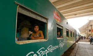 Yangon residents board the Circular Railway train to get to the outskirts of the city.