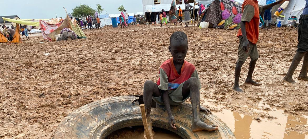 A refugee child at a transit camp in Renk, Sudan.