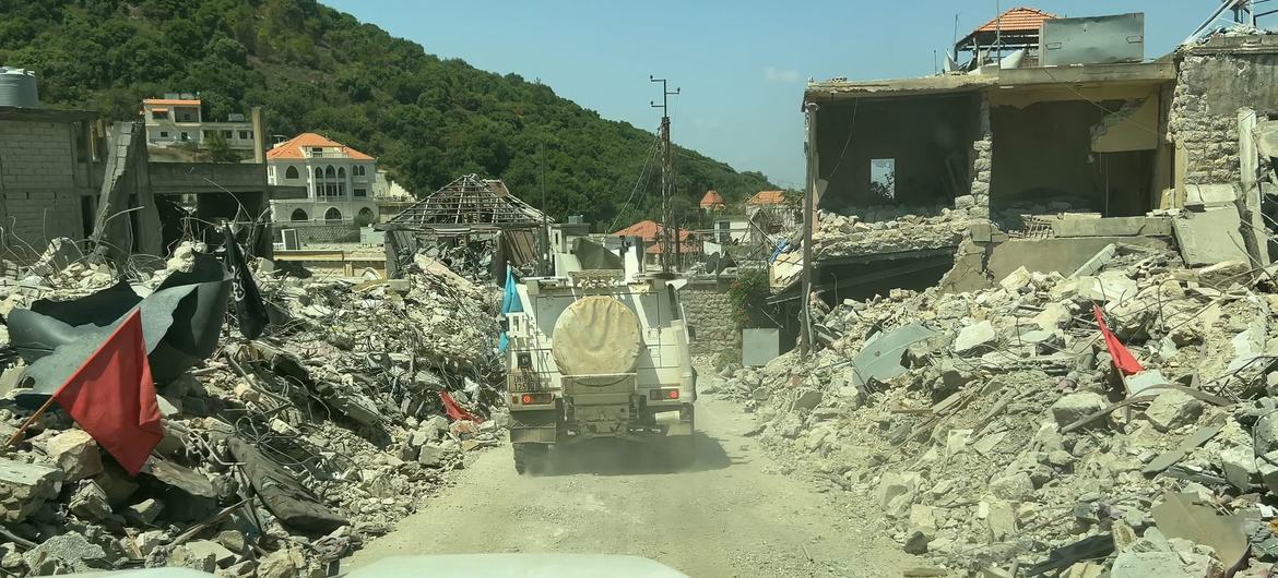 United Nations vehicles pass through the south of Lebanon. 