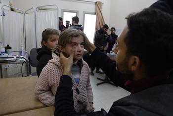 A young girl is treated at the Al-Quds hospital in Gaza.