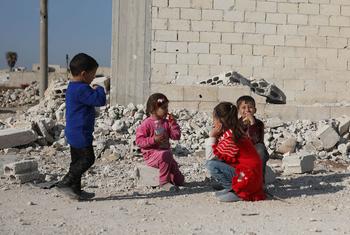 Children play in Idleb, Syria.