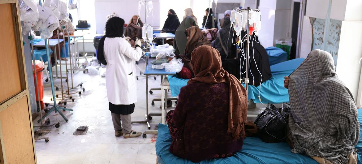 Women receive treatment at the National Cancer Hospital in the Afghan capital, Kabul.