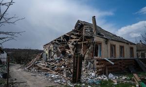 Aftermath of a Russian airstrike in Kupiansk, Ukraine (file, April)