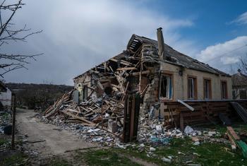 Aftermath of a Russian airstrike in Kupiansk, Ukraine (file, April)