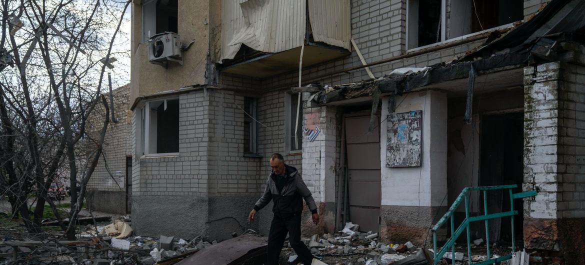 A building damaged by the bombings in Kupiannsk in the Kharkiv region of Ukraine. (archive) A building damaged by the bombings in Kupiannsk in the Kharkiv region of Ukraine. (archive)