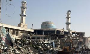 A mosque in Gaza City lies in ruins (file).