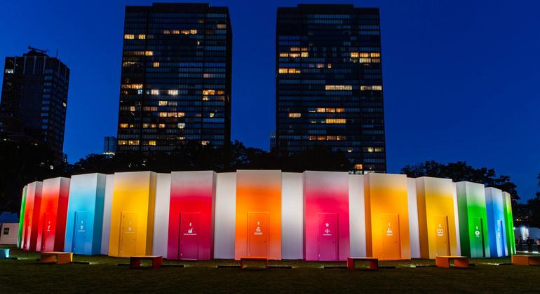 A view of the Sustainable Development Goals pavilion in September 2023.