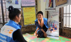 An information and awareness-raising session in Teknaf, Cox's Bazar, Bangladesh.