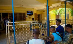 Migrants at an IOM transit centre in Niger await assistance to return to their country of origin. 