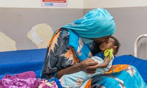 A newborn child at a nutrition centre in Bentiu, South Sudan.