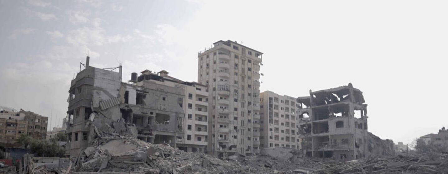 加沙阿布卡斯被摧毁的建筑物。