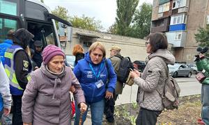 Desplazados por la violencia en Ucrania.