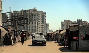 A tent city west of Gaza City.