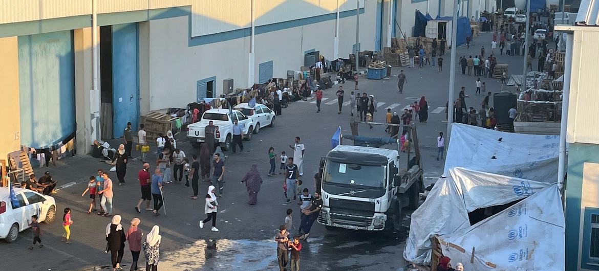 An UNRWA logistics base in Gaza.