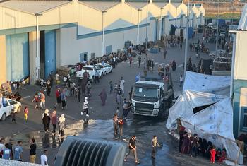 An UNRWA logistics base in Gaza.