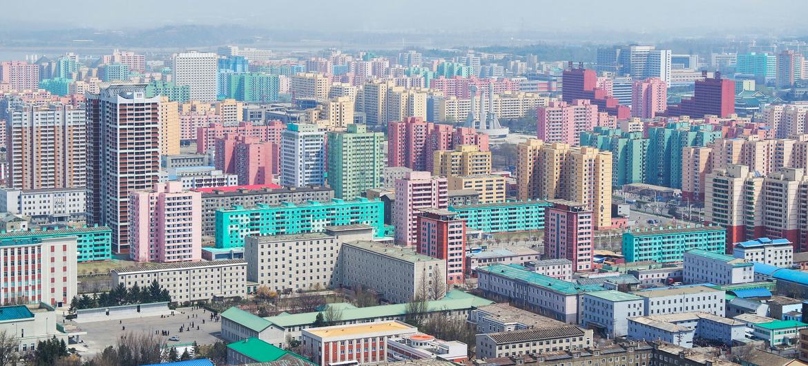 Pyongyang, as photographed from the Juche Tower in the Democratic People's Republic of Korea.