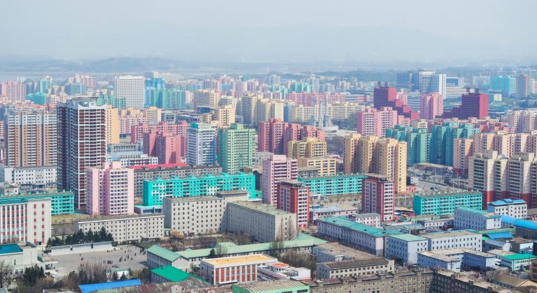 Pyongyang, as photographed from the Juche Tower in the Democratic People's Republic of Korea.