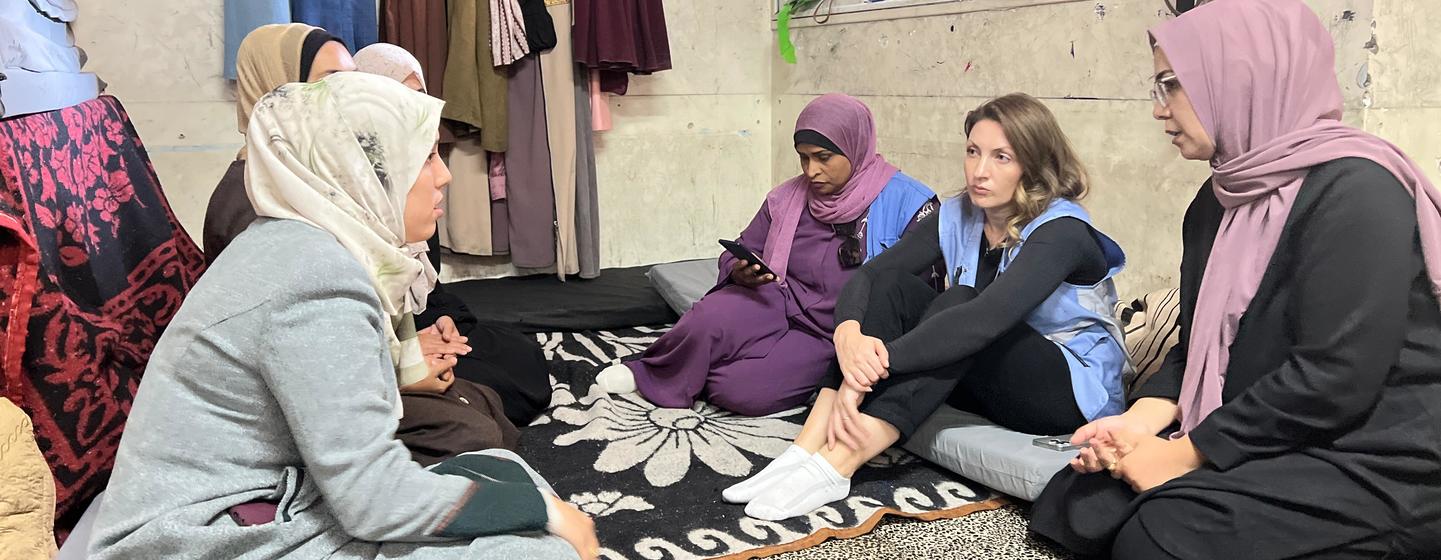 UNRWA worker Louise Wateridge visiting a shelter in Nuseirat, Gaza (Nov 2024)