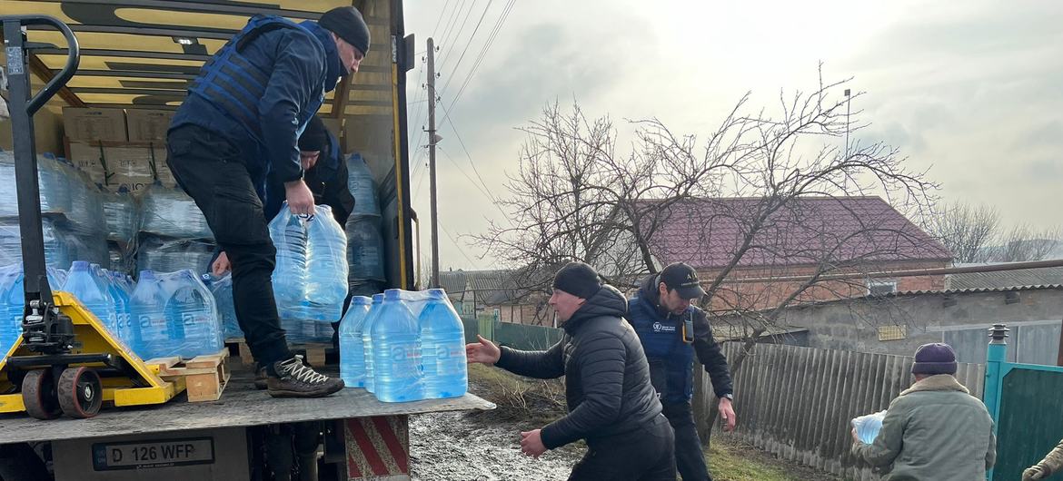 Humanitarian water and medical supplies are delivered to communities in the Soledar and Donetsk regions in Ukraine.