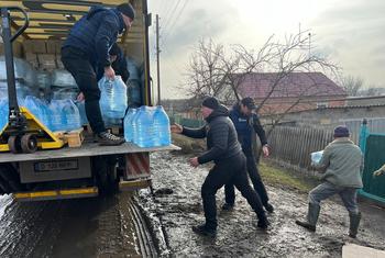 Humanitarian water and medical supplies are delivered to communities in the Soledar and Donetsk regions in Ukraine.