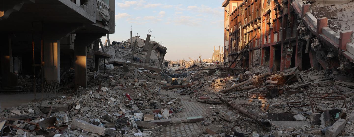 Debris and rubble lines the streets of Gaza.