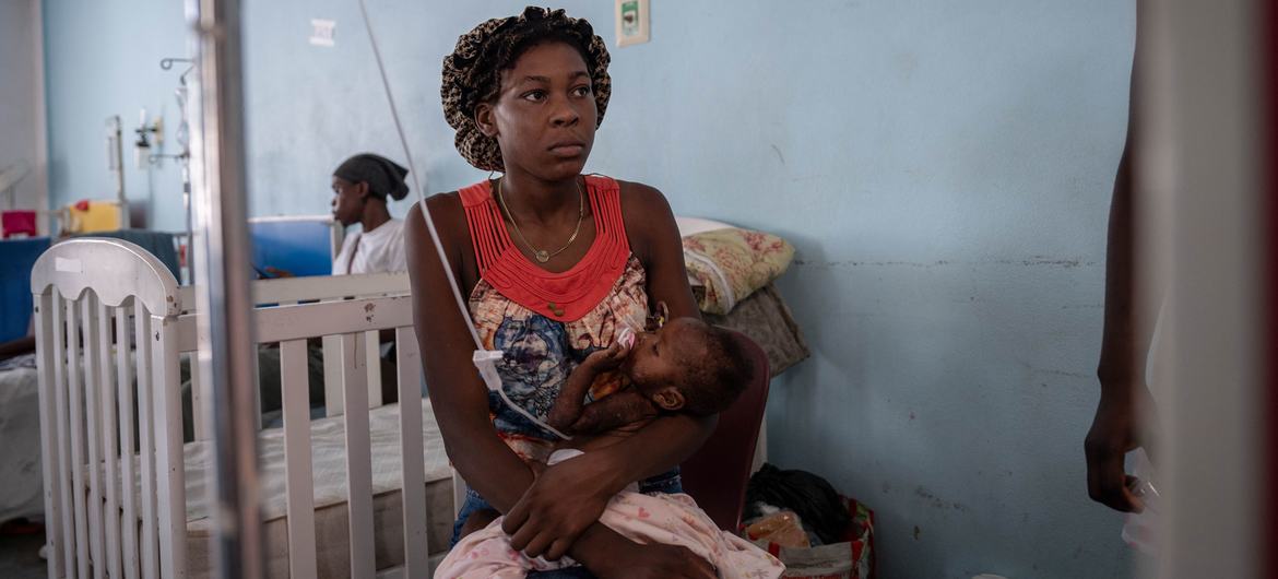 A child with malnutrition is treated at the Hôpital universitaire Justinien in Cap Haitien, Haiti.