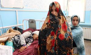 A child is treated at a health centre in Herat, Afghanistan.