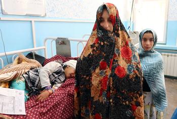 A child is treated at a health centre in Herat, Afghanistan.