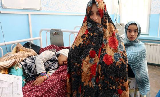 A child is treated at a health centre in Herat, Afghanistan.
