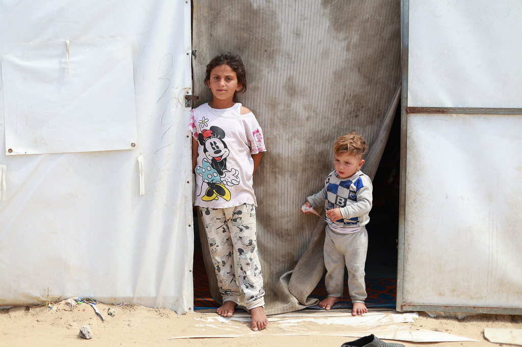 Des enfants déplacés à Gaza.