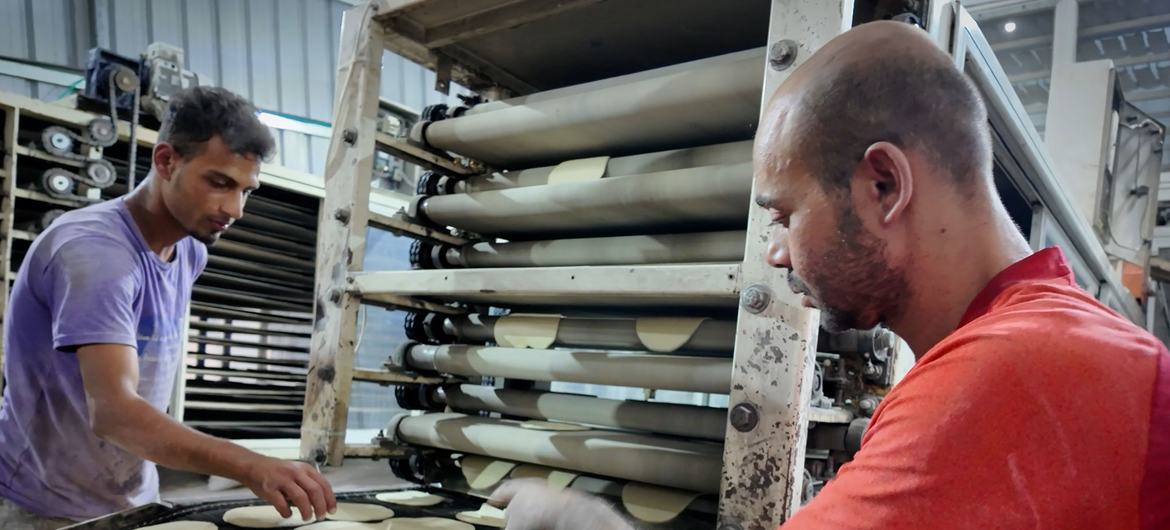Bread is prepared at a bakery in Deir Al Balah, Gaza. Bread is prepared at a bakery in Deir Al Balah, Gaza.