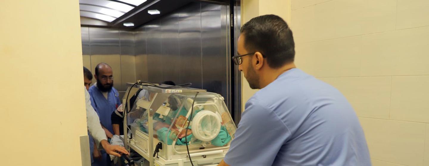 希法医院撤出接受重症监护的早产儿和低体重儿。