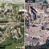 Comparación de imágenes satelitales de antes y después de una zona costera en Carabobo, Venezuela, que muestra la destrucción causada por los terremotos de junio de 2026.