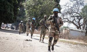 MINUSCA peacekeepers on patrol in rural Central African Republic.